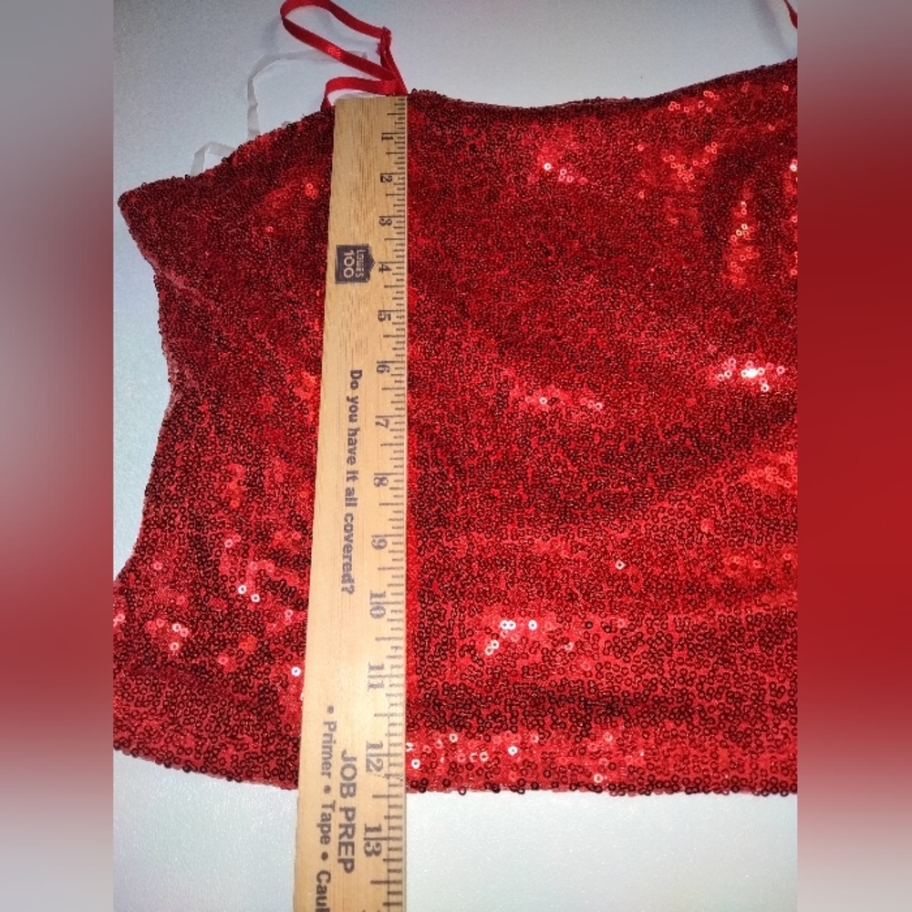 No Boundaries Sequin Crop Top Size L Large Brilliant Red - Picture 3 of 4